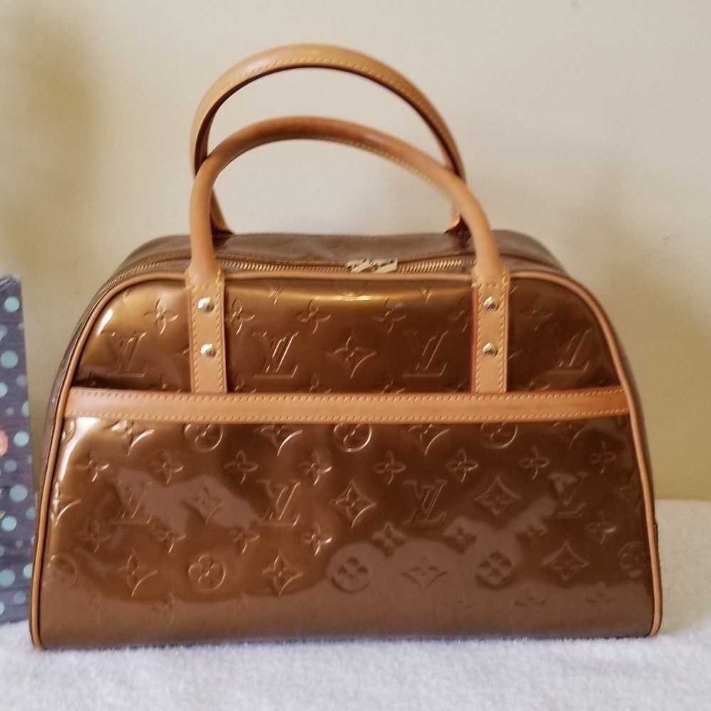 LV vernis thompkins satchel bronze